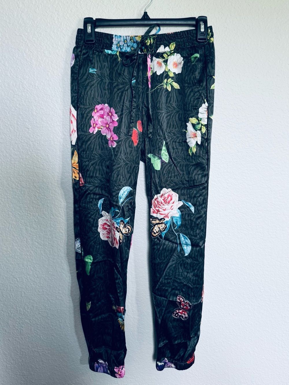 Johnny Was Silk Floral Jogger Pants XXS